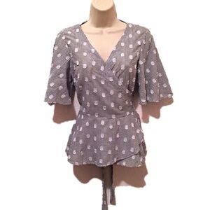 Loft wrap shirt stripes with polka dots S